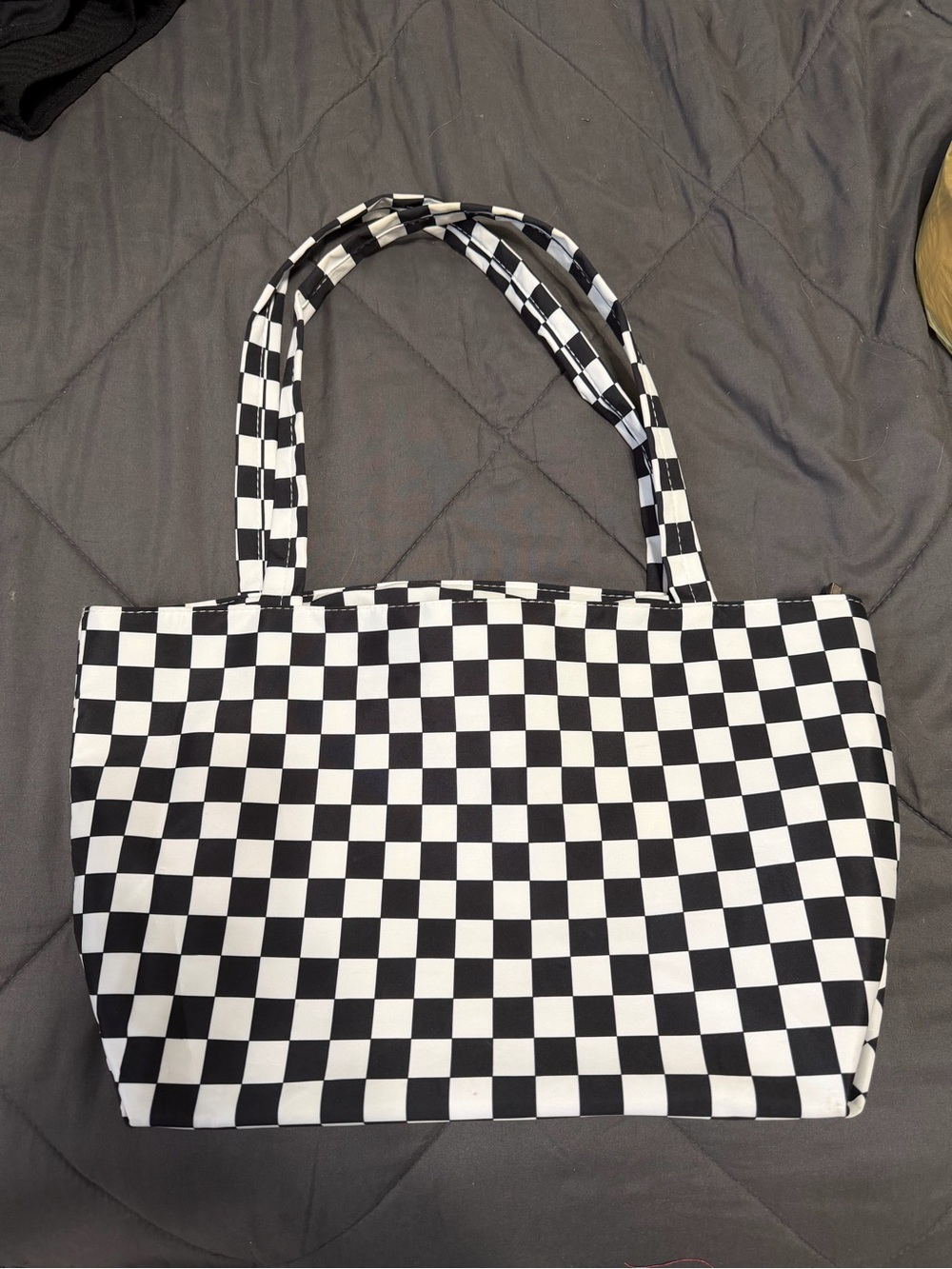 Black and White Checker Tote Bag - Classic Pattern